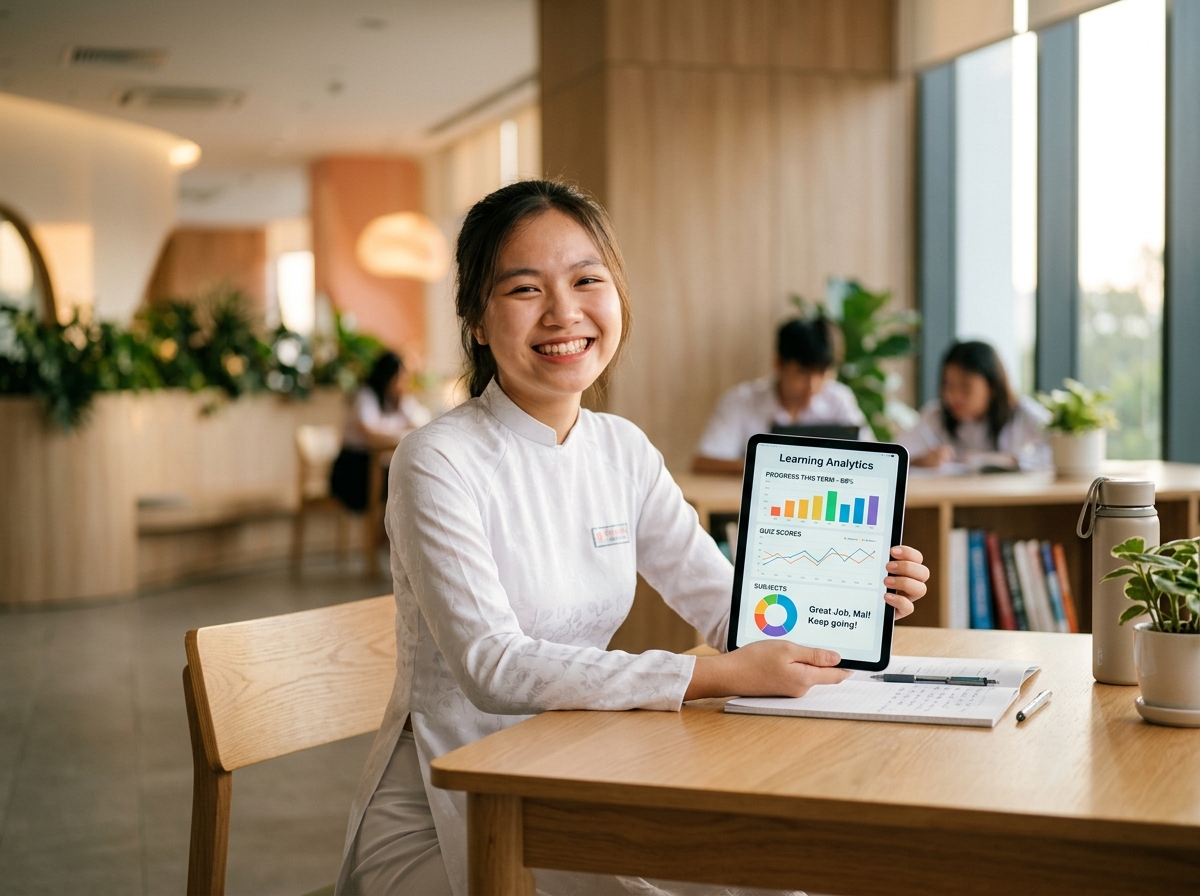 Học sinh tự tin xem phân tích tiến độ trên congketnoi.com